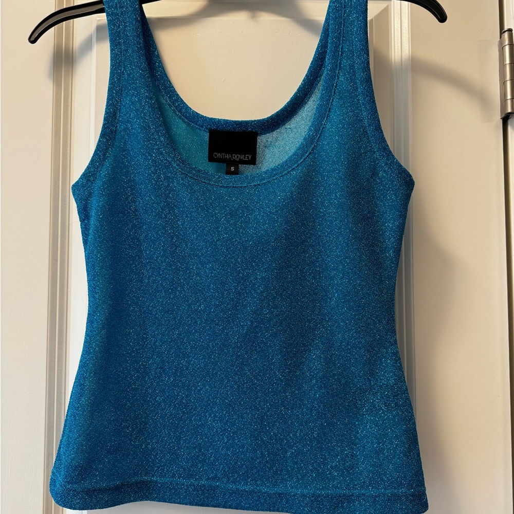 Cynthia Rowley Blue Fitted Sleeveless Tank Top